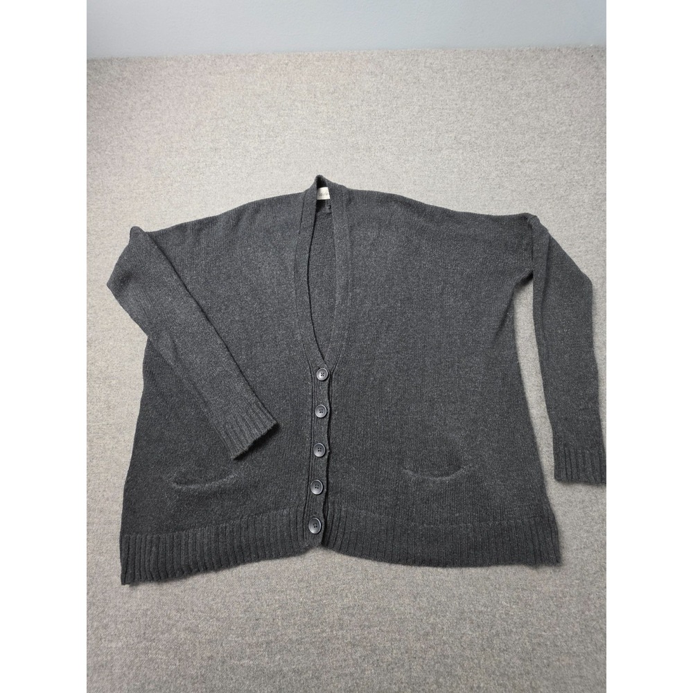 Laurie b. Cardigan Sweater Womens Small Dark Gray Cashmere Blend Button Front